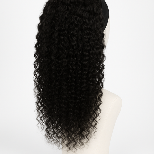 Beginner Curly Headband Wig 16 inch - Back View