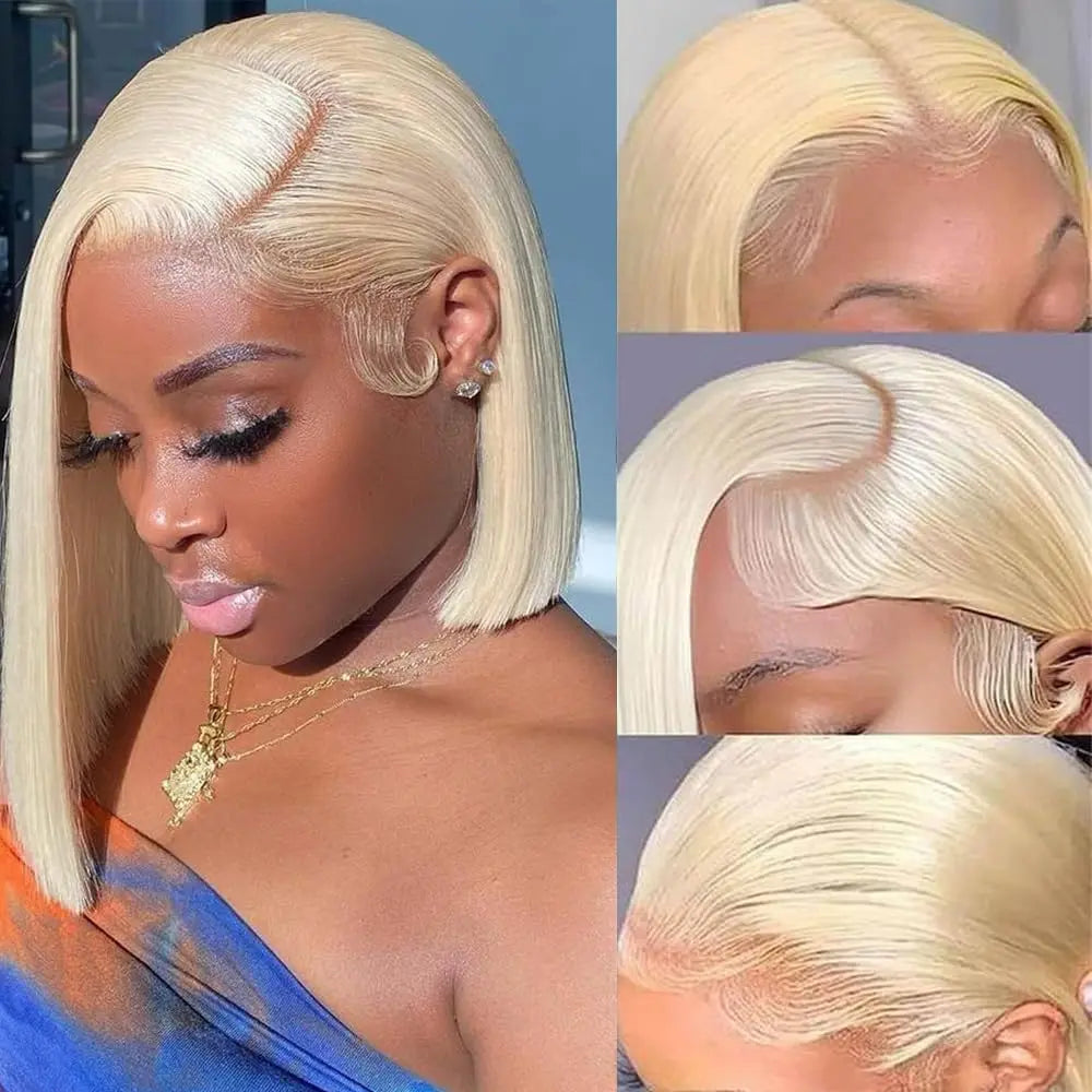 613 Blonde Bob Human Hair Lace Front Wig 12" | 13x4 HD Lace 180% Density for Black Women Korrify