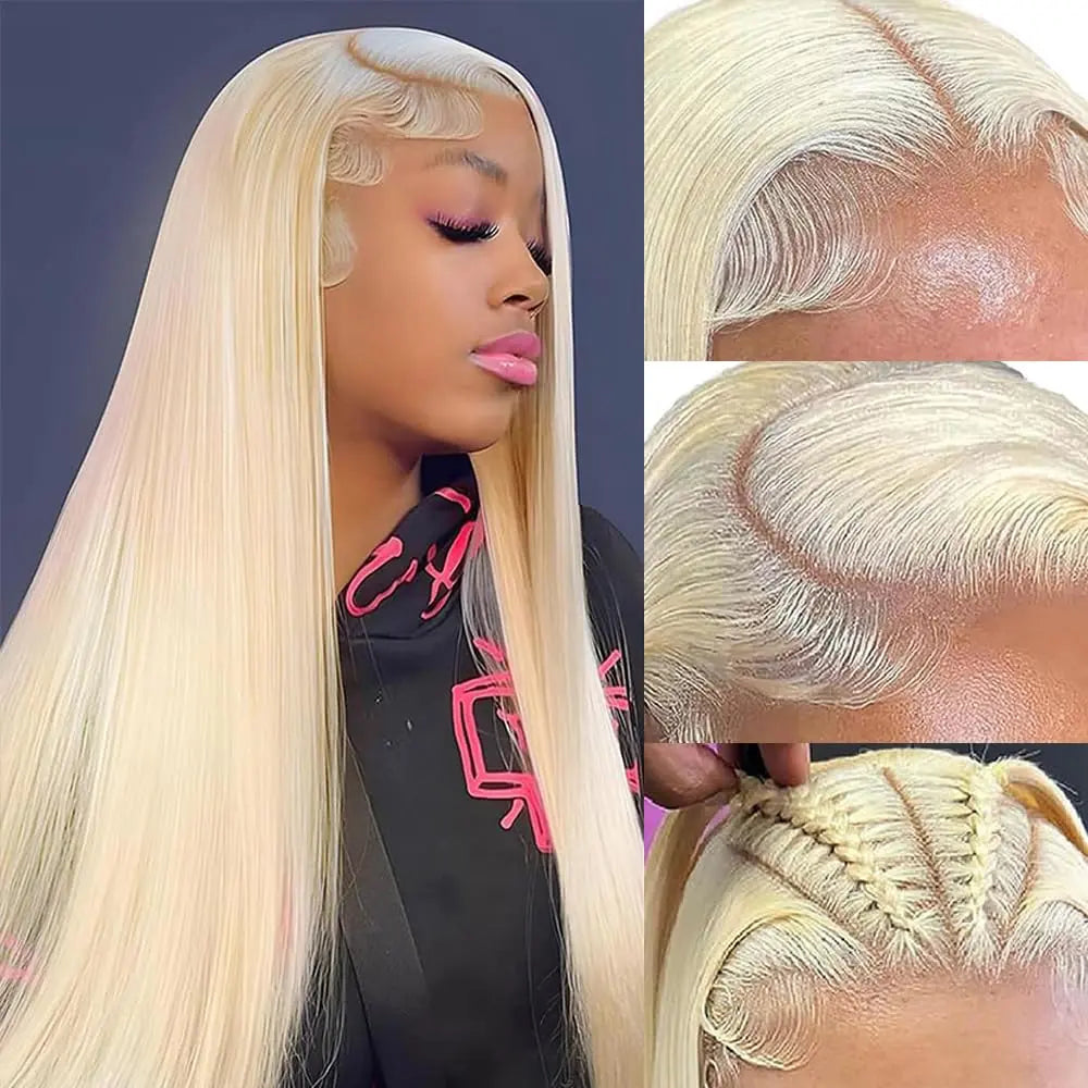 613 Blonde Straight Human Hair Lace Front Wig 28" | 13x4 HD Lace 180% Density Korrify