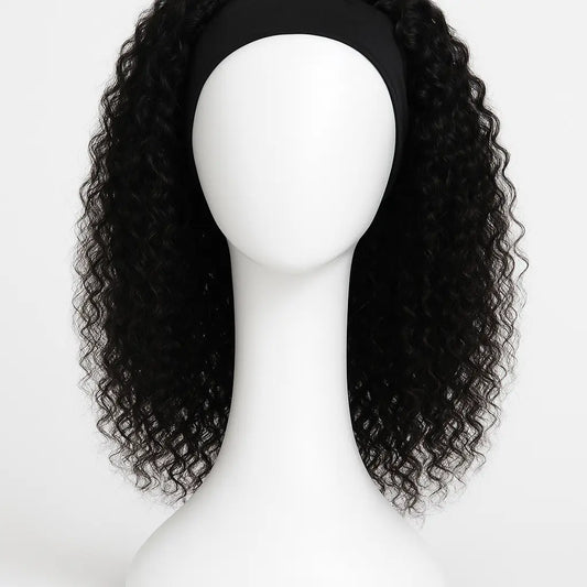 Beginner Curly Headband Wig 16 inch - Front View