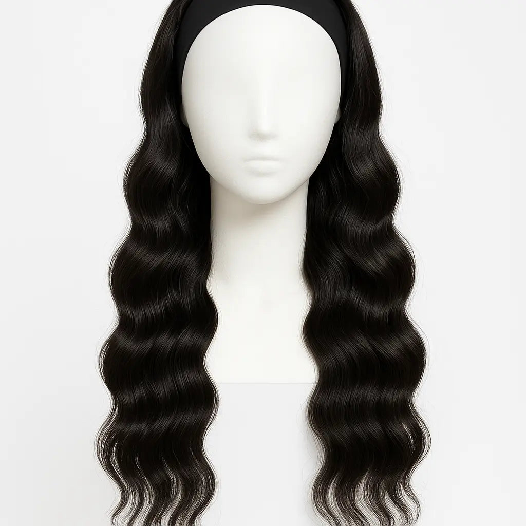 Body Wave Human Hair Headband Wig 26 inch - Front View