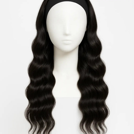 Body Wave Human Hair Headband Wig 26 inch - Front View