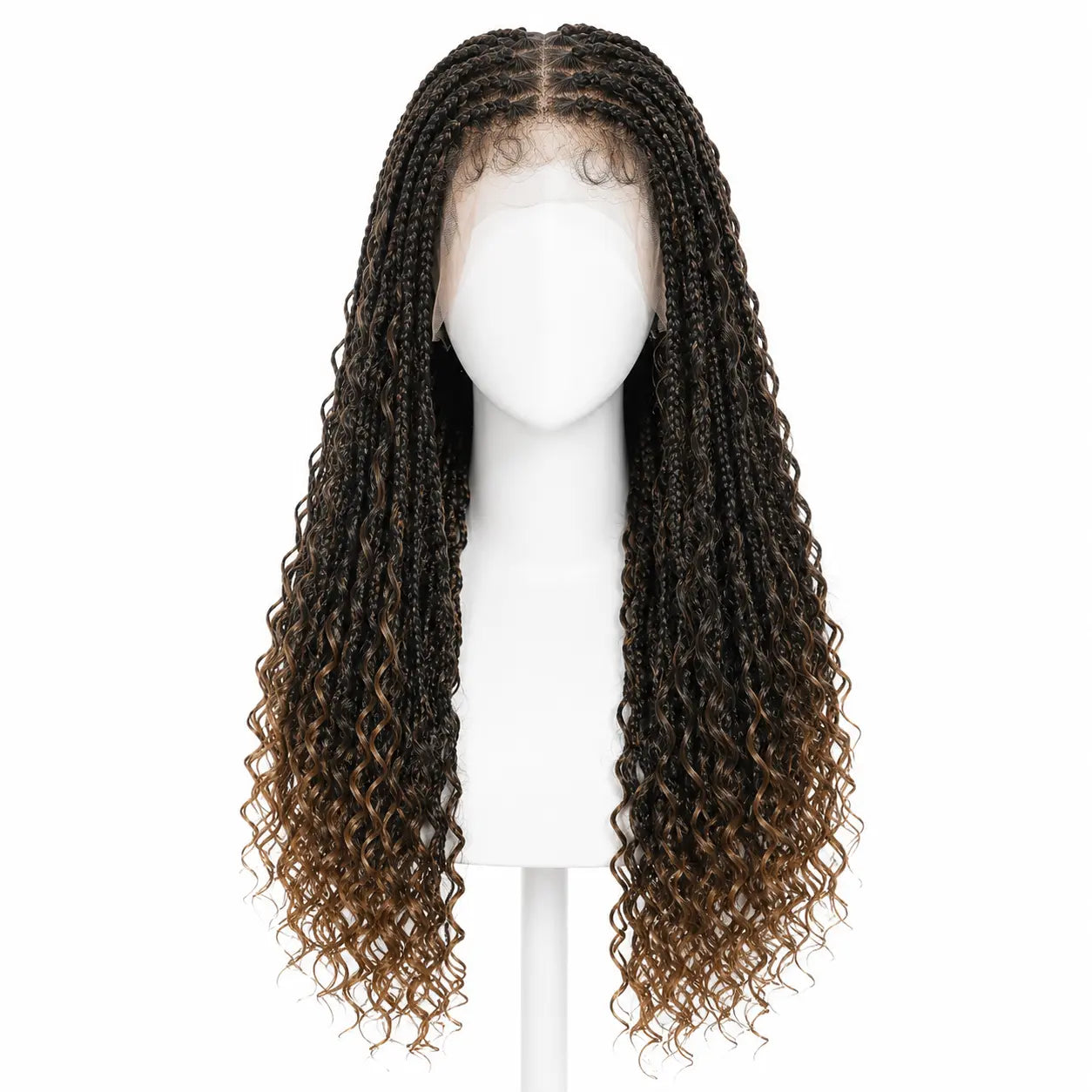 Boho Knotless Box Braids Wig 28" | Half Lace Goddess Braids T27 for Black Women Korrify