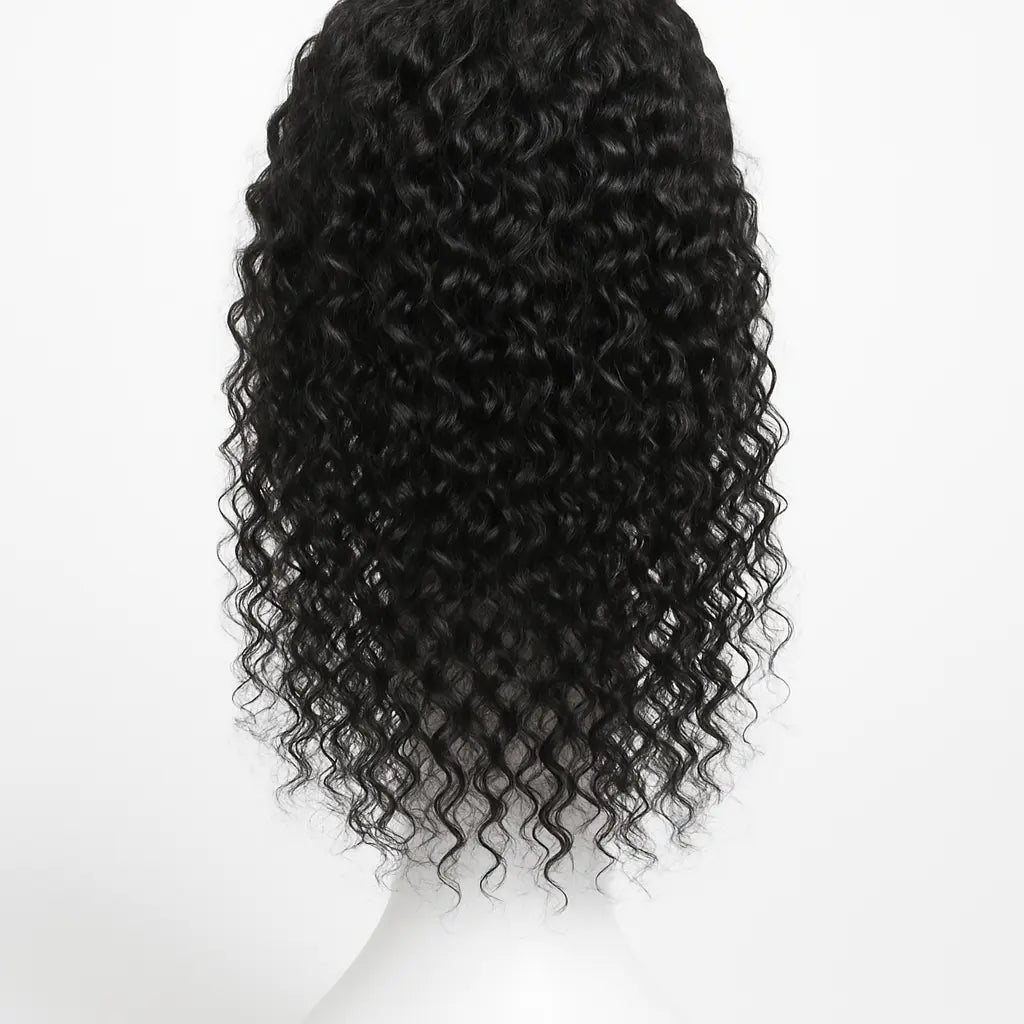 Curly Human Hair Headband Wig 16 inch - Back View
