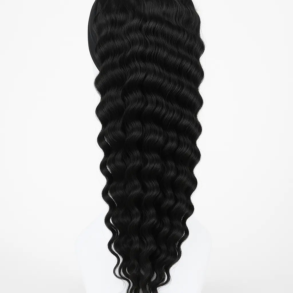 Deep Wave Human Hair Headband Wig 20 inch - Back View