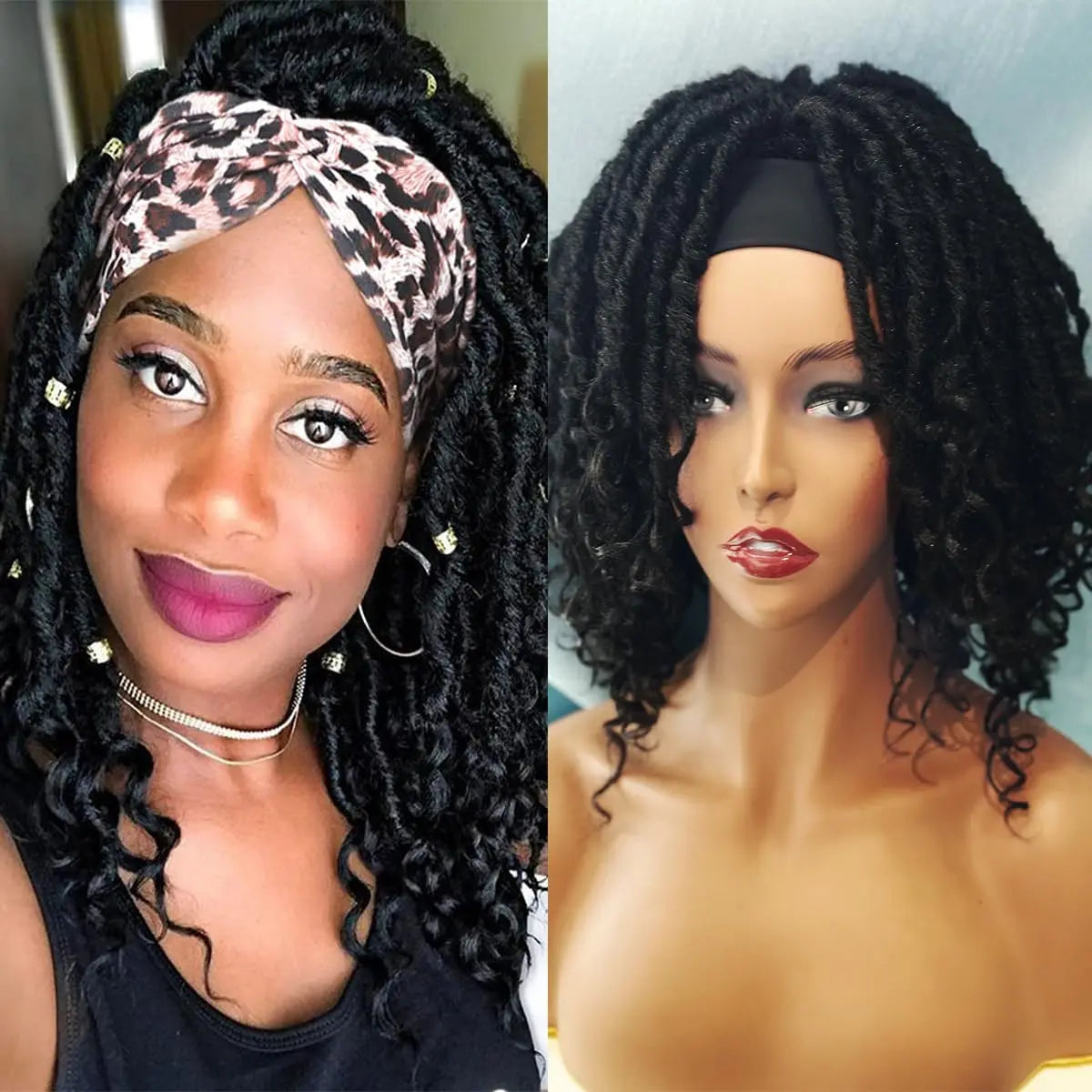Faux Locs Headband Wig 14" | Glueless Crochet Dreadlock Bob for Black Women Korrify