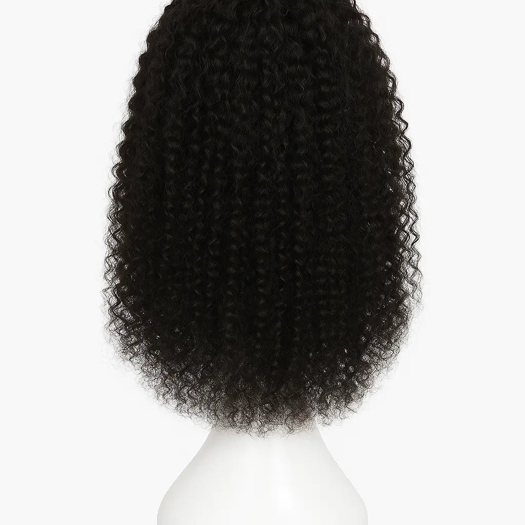 Kinky Curly Human Hair Headband Wig 18 inch - Back View