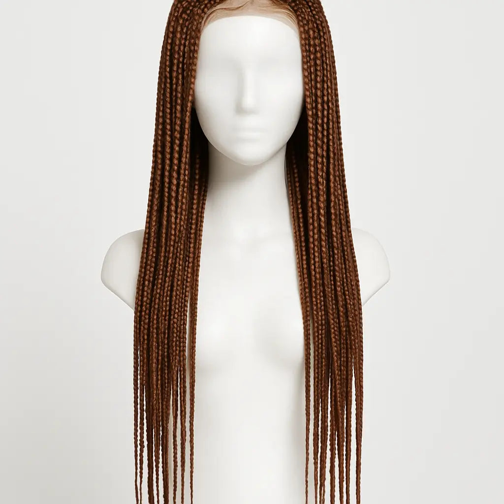 Knotless Box Braids Wig 36 inch Brown - Front View