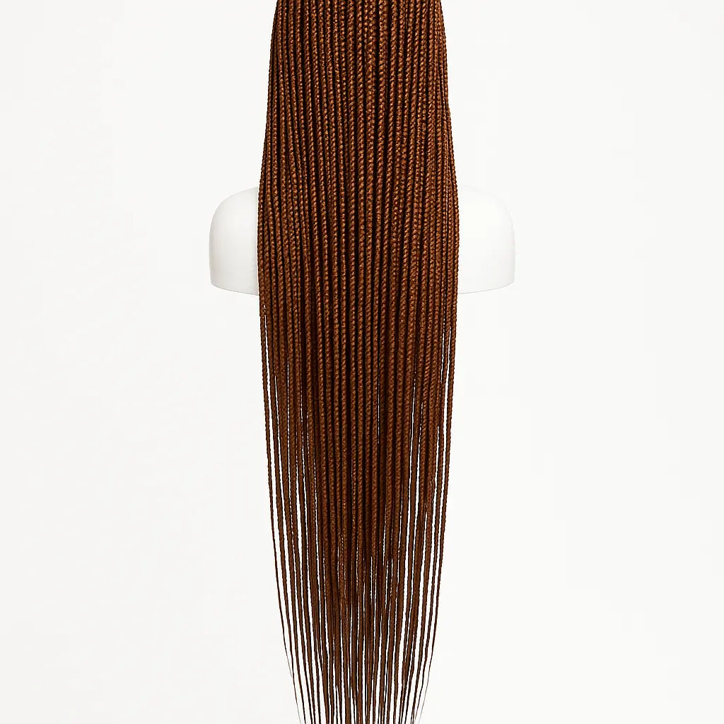 Knotless Box Braids Wig 36 inch Brown - Back View