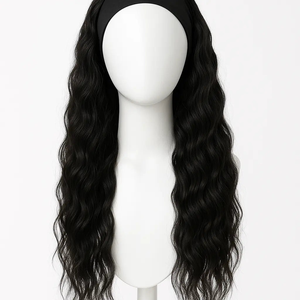 Long Wavy Headband Wig 26 inch - Front View
