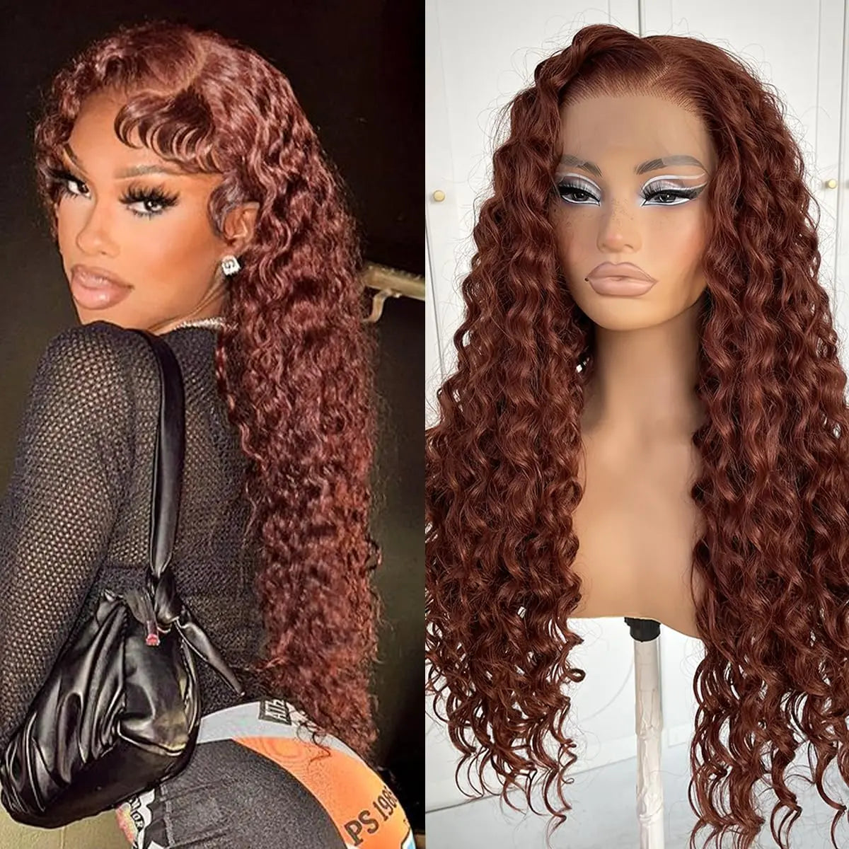 Reddish Brown Deep Wave Lace Front Wig | 13x6 HD Lace Glueless Wear & Go for Black Women Korrify