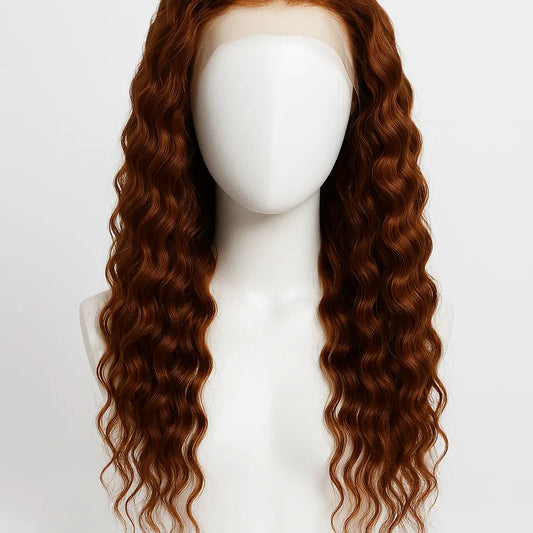 Reddish Brown Deep Wave Lace Front Wig - Front View