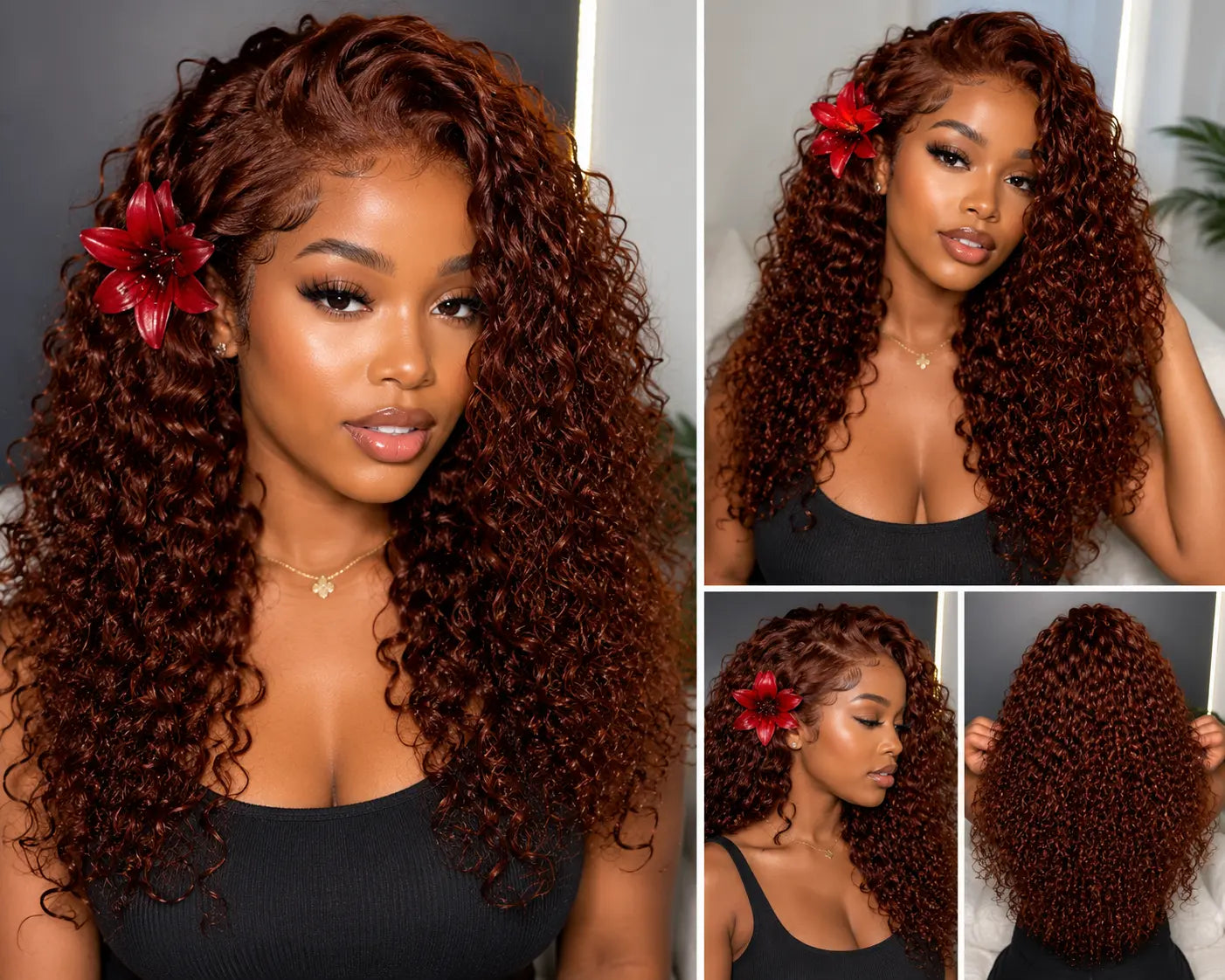Reddish Brown Kinky Curly Lace Front Wig 18" | 13x6 HD Lace Glueless for Black Women Korrify