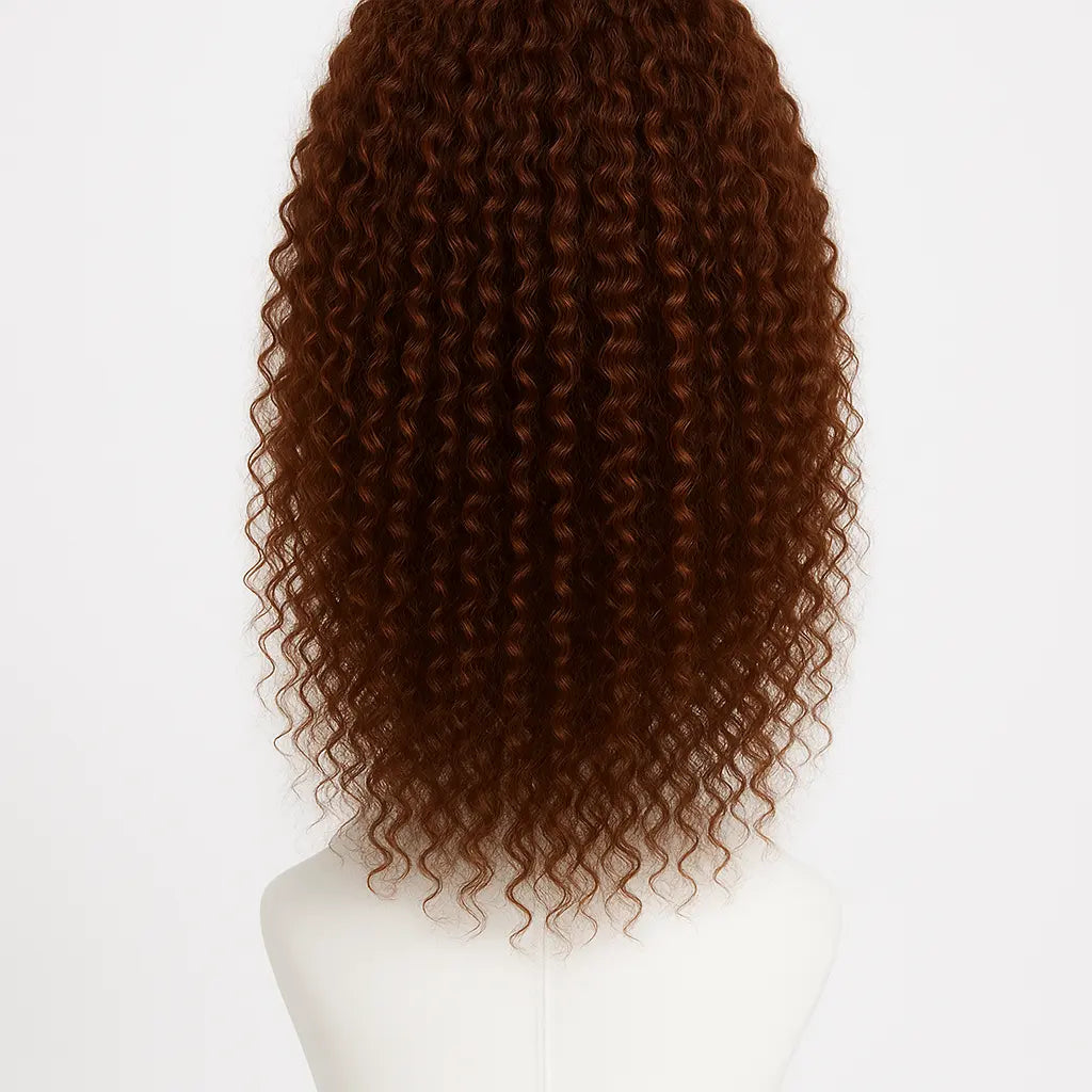 Reddish Brown Kinky Curly Lace Front Wig 18 inch - Back View