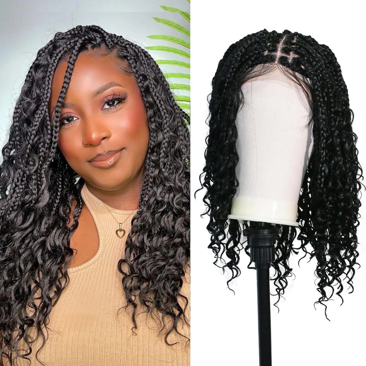 Short Knotless Box Braids Wig 18" | Boho Lace Front with Baby Hair for Black Women Korrify