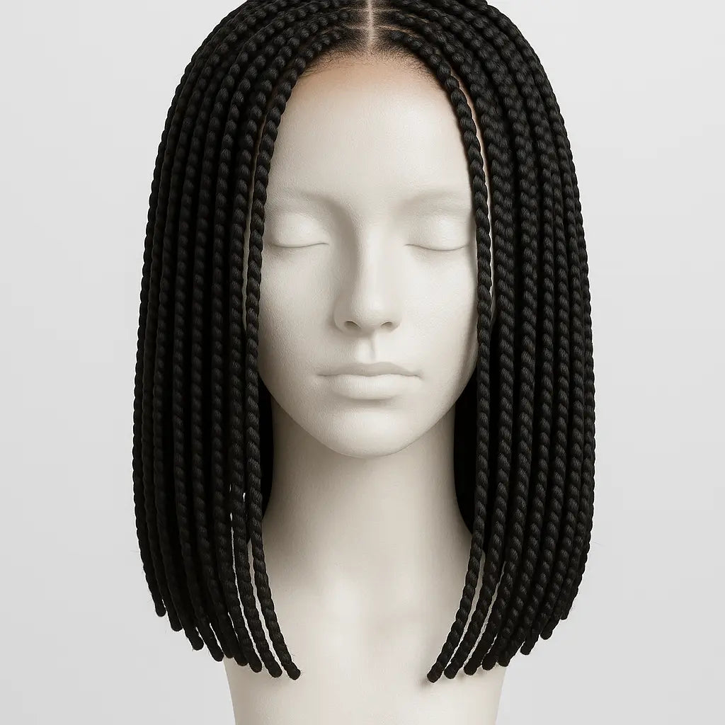 Short Knotless Box Braids Wig 18 inch - Front View