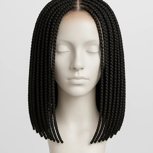 Short Knotless Box Braids Wig 18 inch - Front View