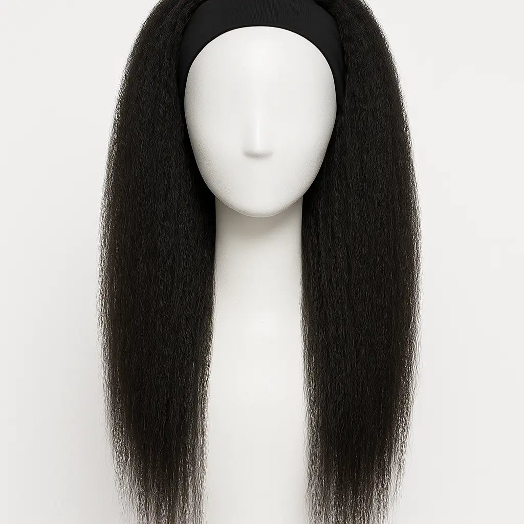 Yaki Kinky Straight Headband Wig 26 inch - Front View
