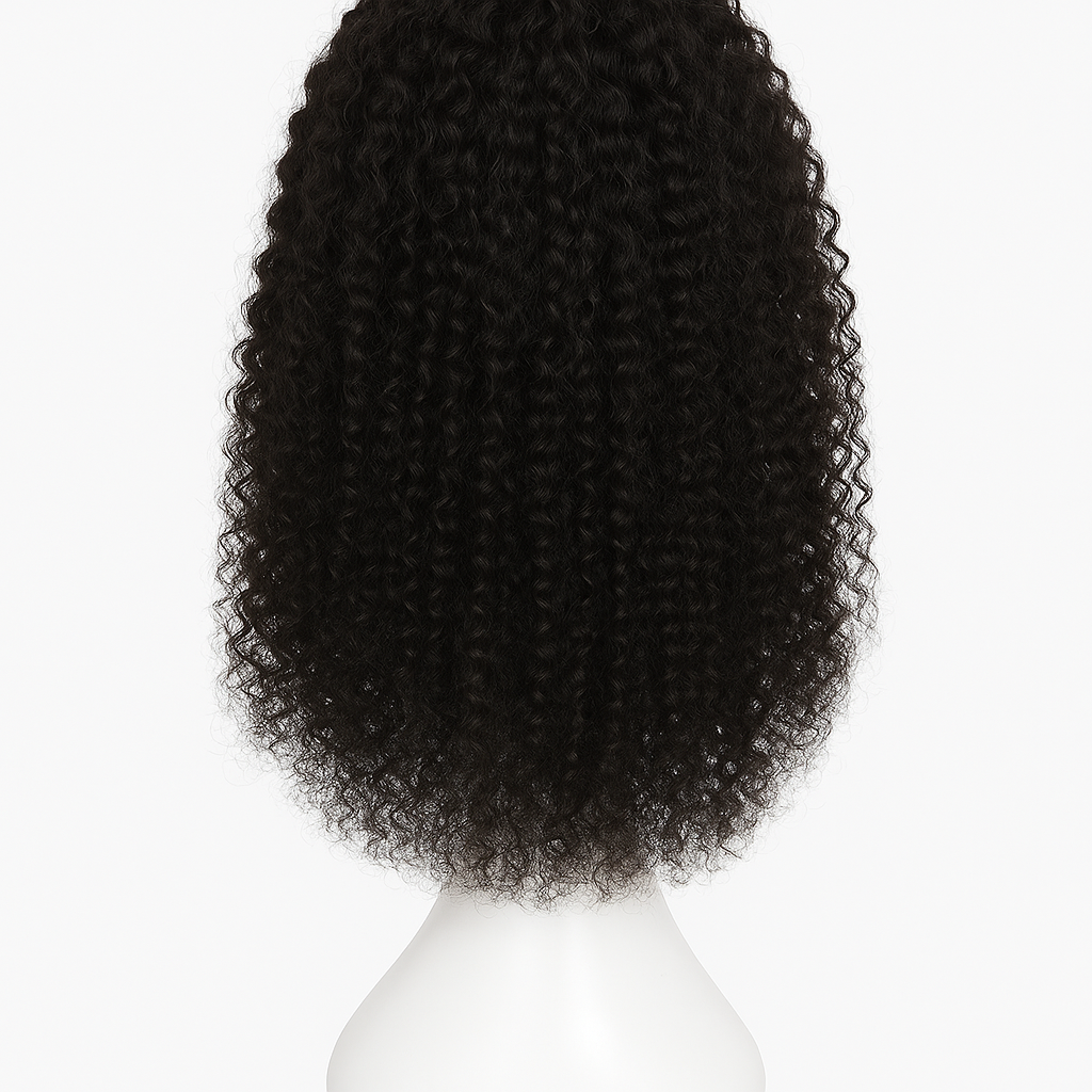 Kinky Curly Human Hair Headband Wig 18 inch - Back View