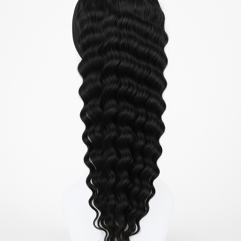 Deep Wave Human Hair Headband Wig 20 inch - Back View