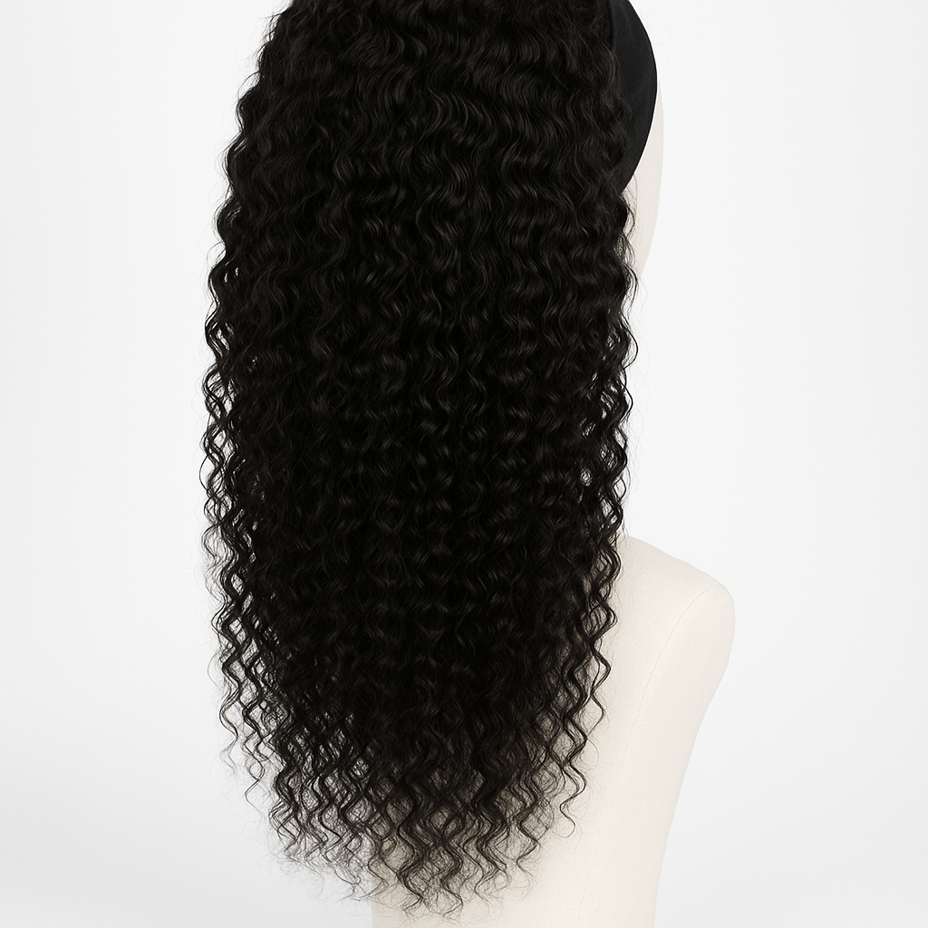 Beginner Curly Headband Wig 16 inch - Back View