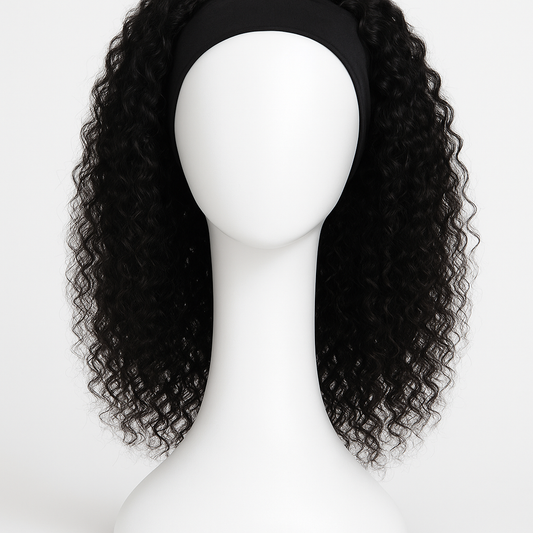 Beginner Curly Headband Wig 16 inch - Front View