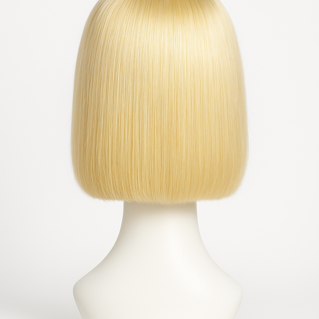 613 Blonde Bob Human Hair Lace Front Wig 12 inch - Back View