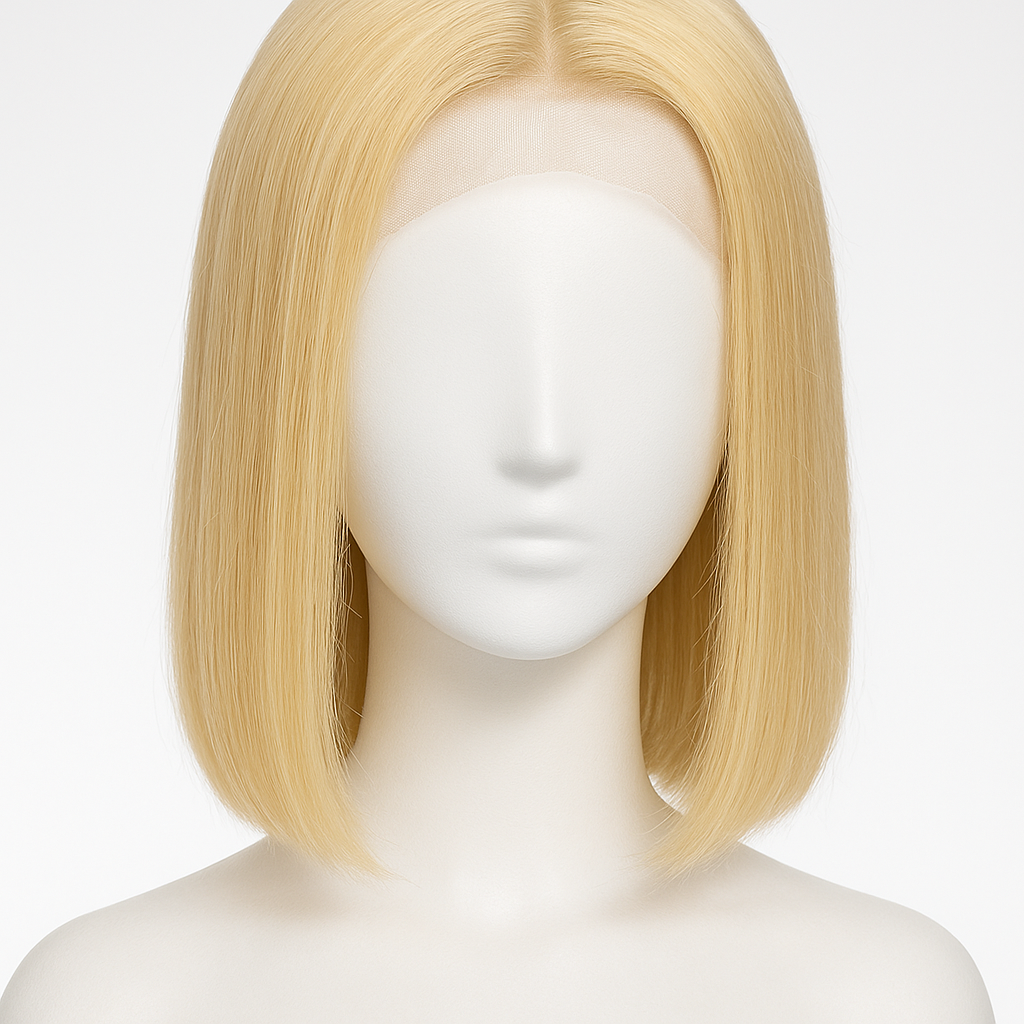 613 Blonde Bob Human Hair Lace Front Wig 12 inch - Front View