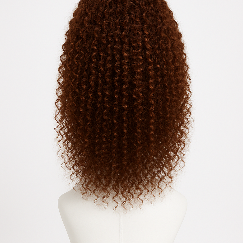 Reddish Brown Kinky Curly Lace Front Wig 18 inch - Back View