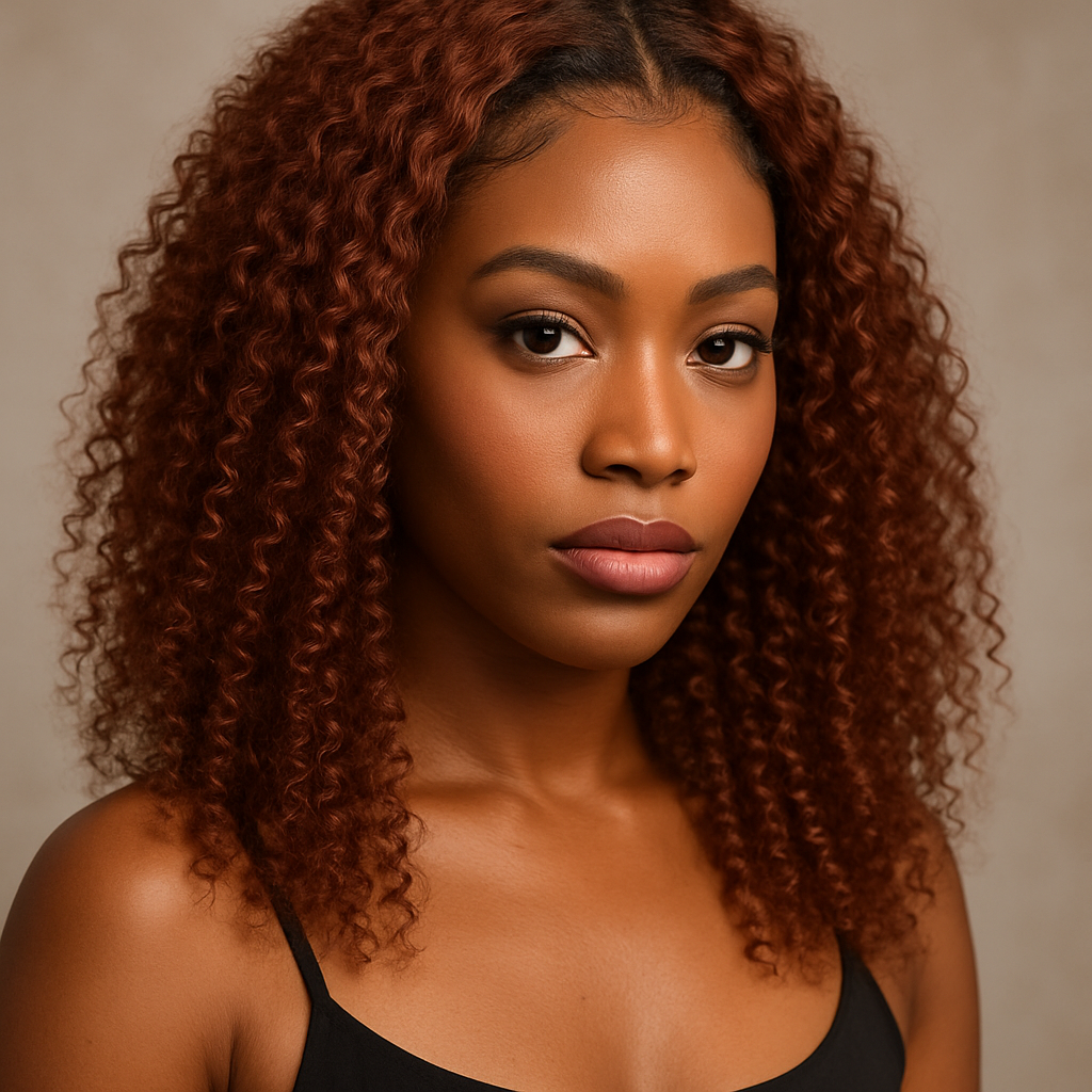 Reddish Brown Kinky Curly Lace Front Wig 18 inch - Lifestyle