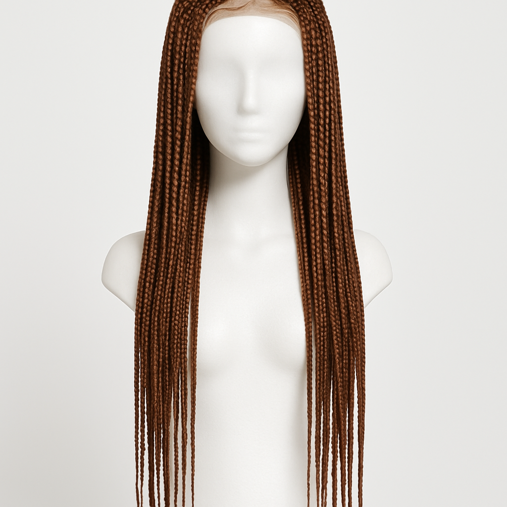Knotless Box Braids Wig 36 inch Brown - Front View