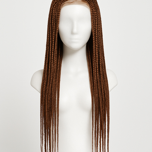 Knotless Box Braids Wig 36 inch Brown - Front View