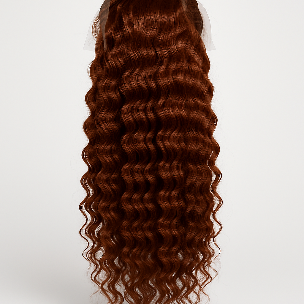 Reddish Brown Deep Wave Lace Front Wig - Back View