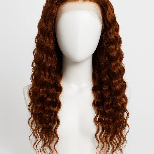 Reddish Brown Deep Wave Lace Front Wig - Front View