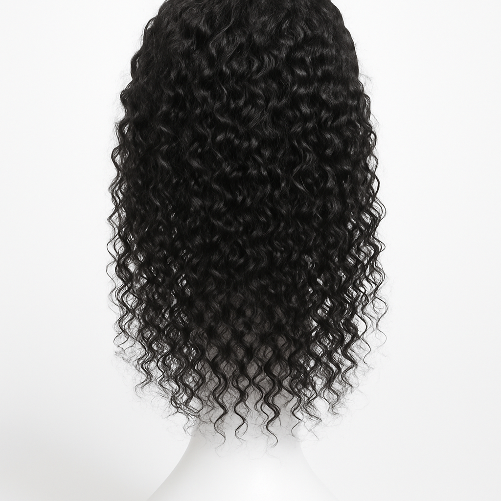 Curly Human Hair Headband Wig 16 inch - Back View