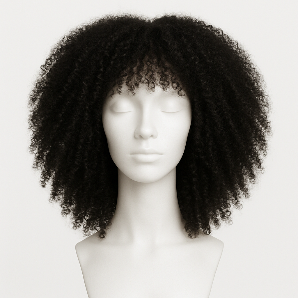 Afro Kinky Curly Human Hair Wig 18 inch - Front View