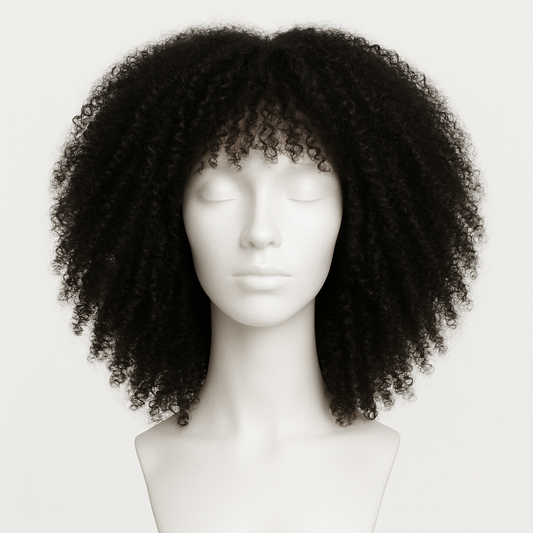 Afro Kinky Curly Human Hair Wig 18 inch - Front View