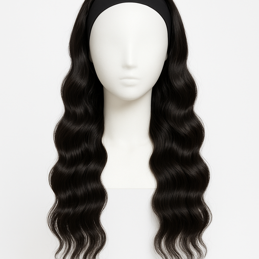 Body Wave Human Hair Headband Wig 26 inch - Front View